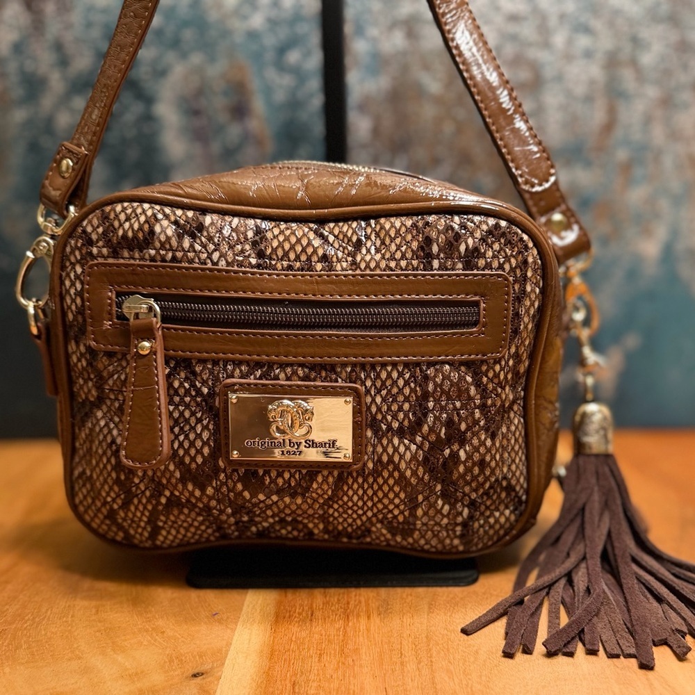 Original by Sharif 1827 Vintage Y2K Snakeskin Print Leather Crossbody (EUC)
